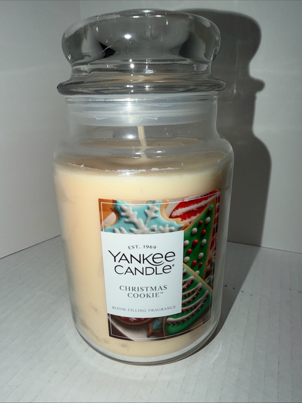 Yankee Candle Cream and Green Holiday Jar Candle